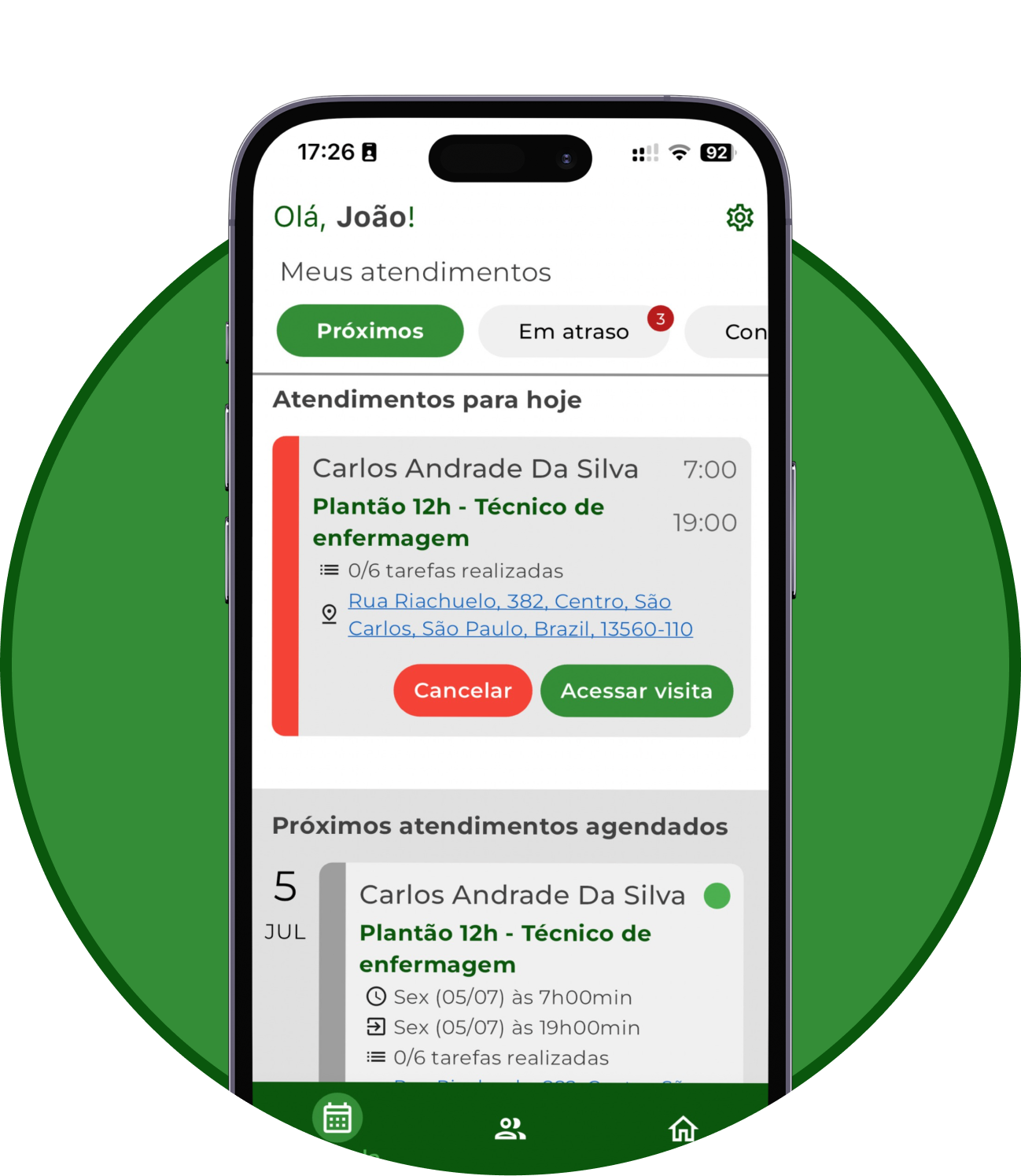 O cuidado na palma da mão, onde quer que a equipe esteja.